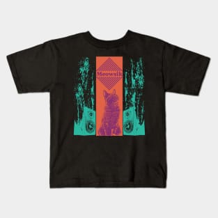 Meowsik Cover Album |  Retro Cat music Liquid vibes Kids T-Shirt